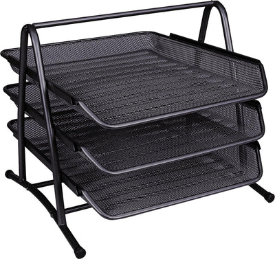 Q-Connect 3 Briefablagen, Mesh-Metall, ft A4, schwarz