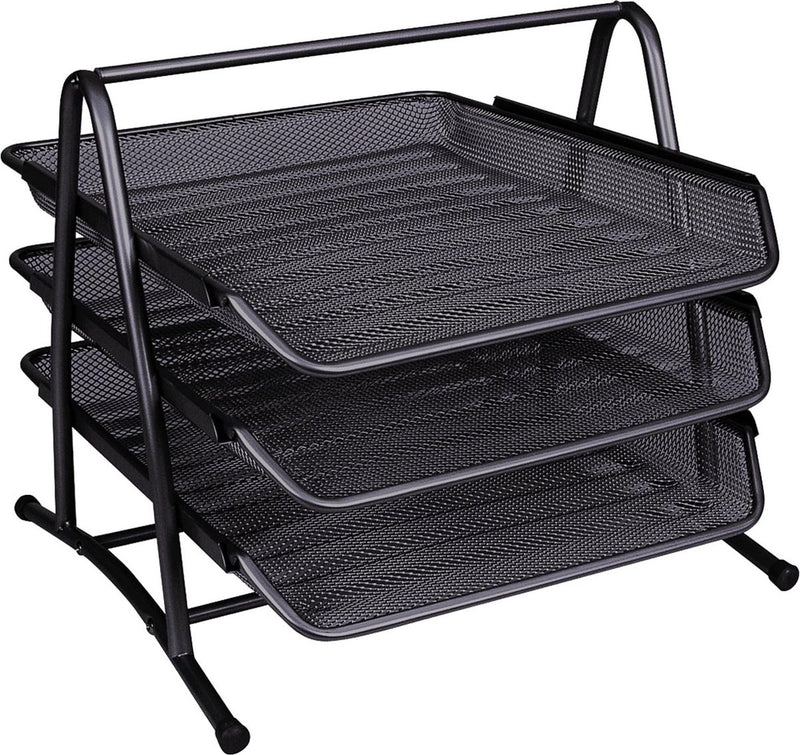 Q-Connect 3 Briefablagen, Mesh-Metall, ft A4, schwarz
