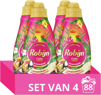 Robijn kleine leistungsstarke Kollektionen Flüssigwaschmittel – tropisch – 4 x 22 Wäschen