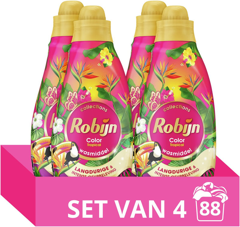 Robijn kleine leistungsstarke Kollektionen Flüssigwaschmittel – tropisch – 4 x 22 Wäschen