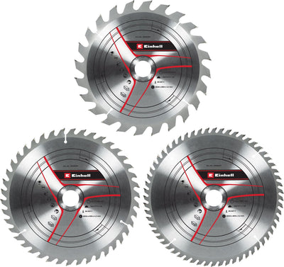Einhell Hartmetall-TCT-Sägeblatt-Set – 3-teilig – ø254 x 30 x 3,2 mm – 24 42 60 Zähne