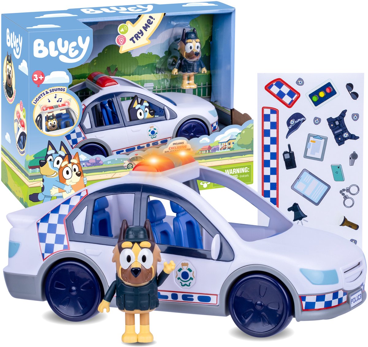 Blaues Spectron-Polizeiauto mit Lichtgeräusch