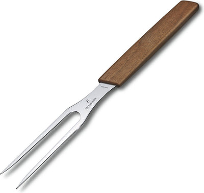 Victorinox Schweizer moderne Fleischgabel – 15 cm – Edelstahl, Walnussholz – Geschenkbox