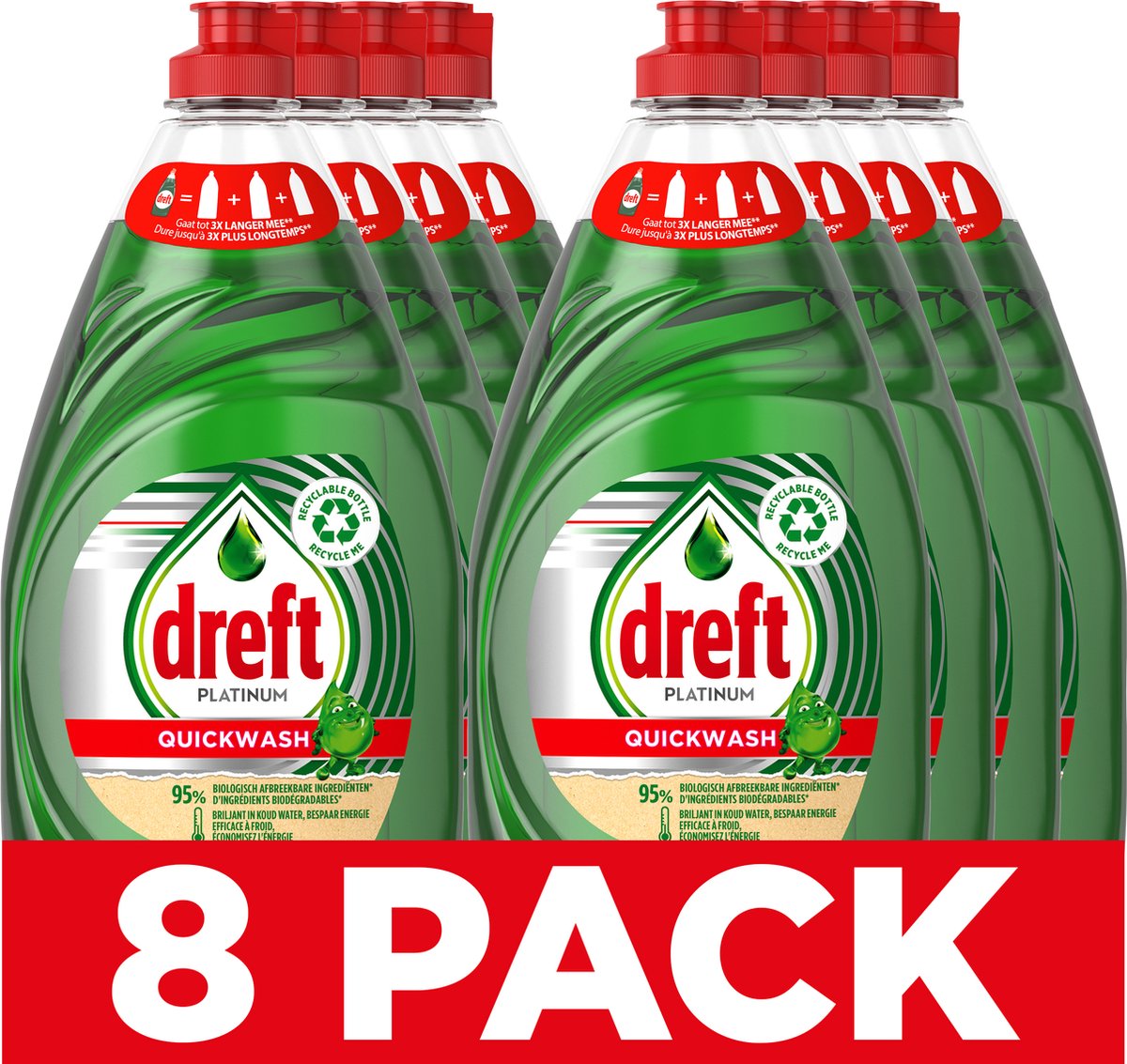 Dreft Platinum Quickwash Liquid Geschirrspülmittel – Original – Vorteilspack 8 x 780 ml