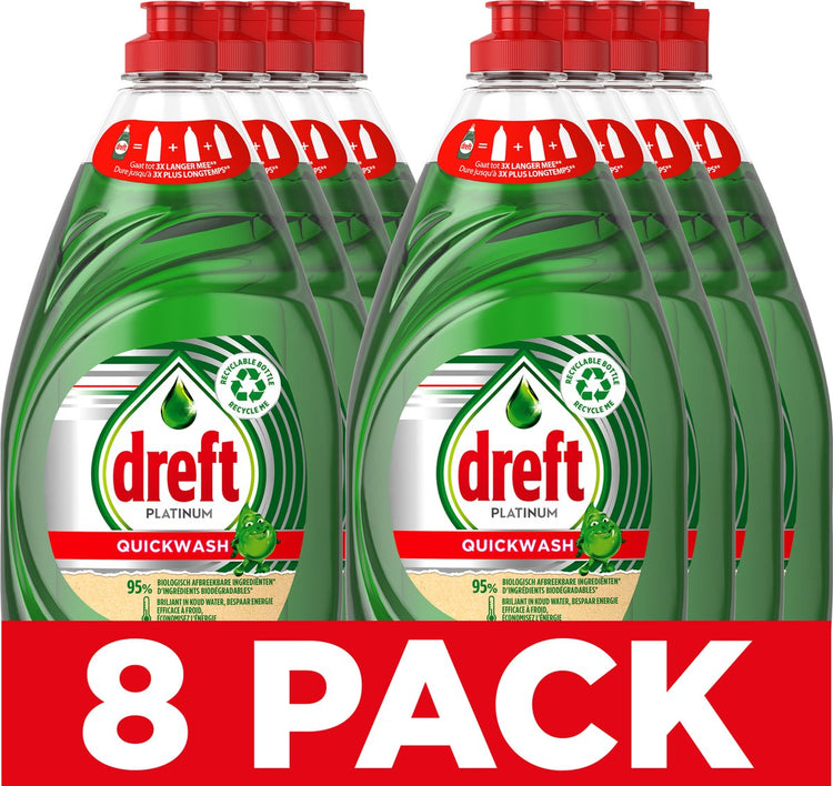 Dreft Platinum Quickwash Liquid Geschirrspülmittel – Original – Vorteilspack 8 x 780 ml