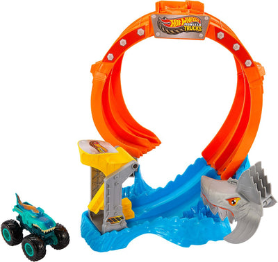 Hot Wheels Monster Trucks Spiral Shark Smash, Monster Truck Circuit Set, 4 Jahre, Kunststoff, mehrfarbig