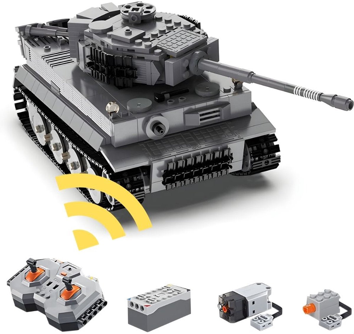 Cada Bricks C61071W RC Tiger Tank Bauset | WW2-Armee-Konstruktionsmodellbau | Bildungs-Militär-Armee-Spielzeugbausatz für Kinder und Erwachsene | ferngesteuertes Auto | Batterie nicht für Lego geeignet | Bausatz mit 925 Bausteinen