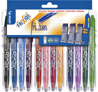 Pilot Frixion Tintenroller-Set – radierbar – 12 Farben – im Luxus-Blister