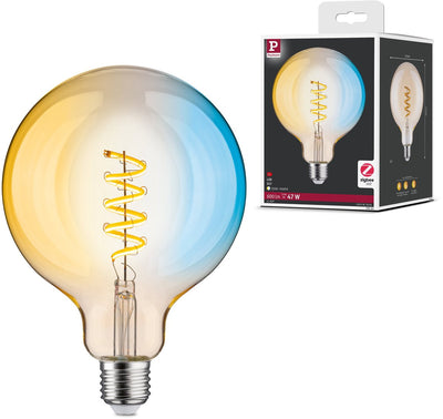 Paulmann Filament 230 V Smart Home Zigbee 3.0 LED Globe G125 E27 600LM 7,5W Tunable White Dimmbar Gold