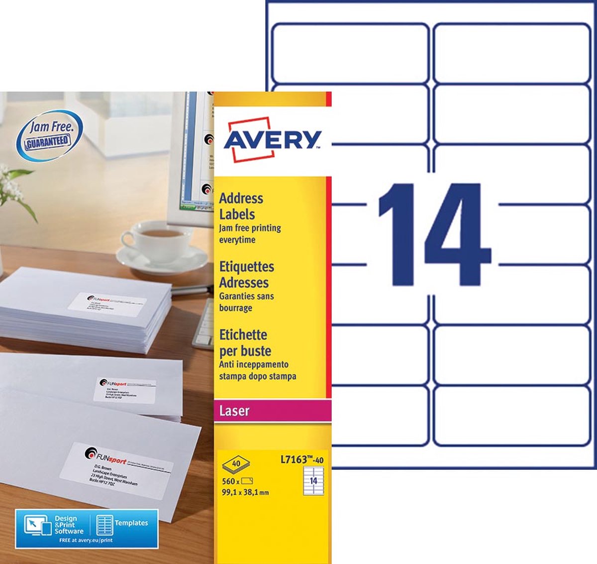 Avery l7163-40 Adressetiketten