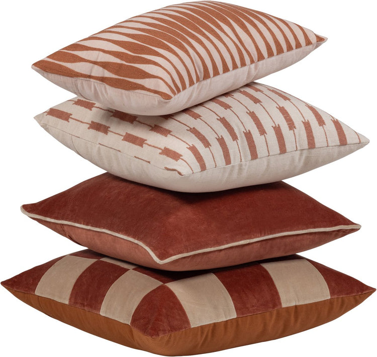 Woood Vola Kissen – Baumwolle – rosa rostbraun – 50 x 50 x 10 – 4er-Set