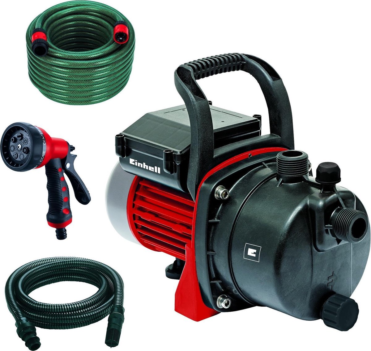 Einhell Elektro-Gartenpumpe GC-GP 6538 Set i – 650 W – 3800 l·h – 3,6 bar – max. Förderhöhe: 36 m - max. Saughöhe: 8 m - inkl. 4 m Saugschlauch, 20 m Gartenschlauch und ein Sprühkopf
