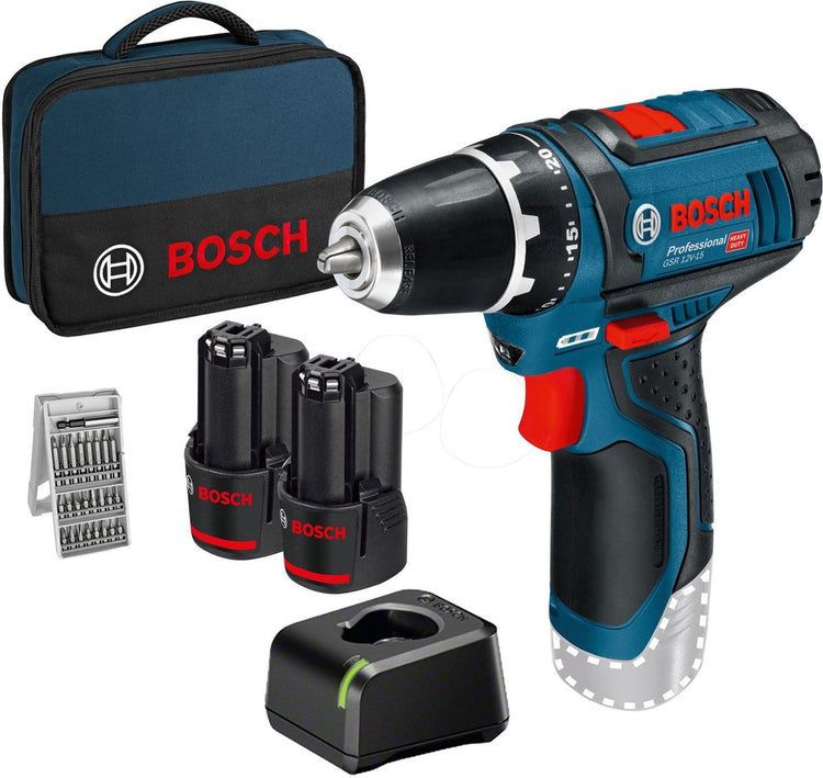 Bosch - GSR 12V-15 - Akku-Bohrschrauber - Komplettset