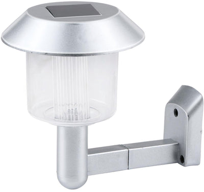 Grundig Solar-Wandleuchte – Solarlampe für den Außenbereich mit automatischer Beleuchtung – Solar-Wandleuchte mit 6-8 Stunden Brenndauer und kaltweißem Licht – Solar-Wandleuchte inklusive Akku – 13,5 x 9 x 12 cm – Silber
