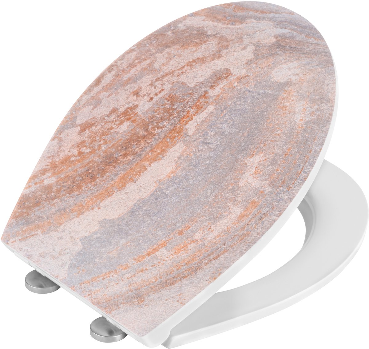 Wenko WC-Sitz Canyon – antibakterieller Duroplast mit Strukturdruck – Easy-Close-Soft-Close-Verschluss – abklinkbare Fix-Clip-Befestigung aus Edelstahl – WC-Sitz-Dekor mit Struktur – WC-Sitz mit Aufdruck