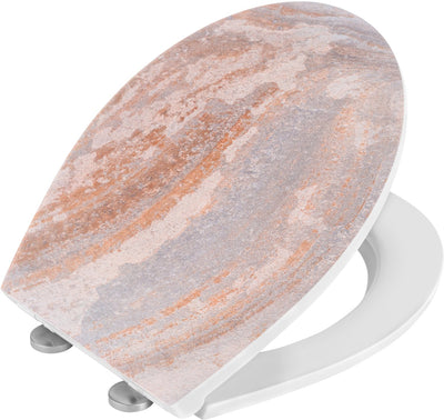 Wenko WC-Sitz Canyon – antibakterieller Duroplast mit Strukturdruck – Easy-Close-Soft-Close-Verschluss – abklinkbare Fix-Clip-Befestigung aus Edelstahl – WC-Sitz-Dekor mit Struktur – WC-Sitz mit Aufdruck