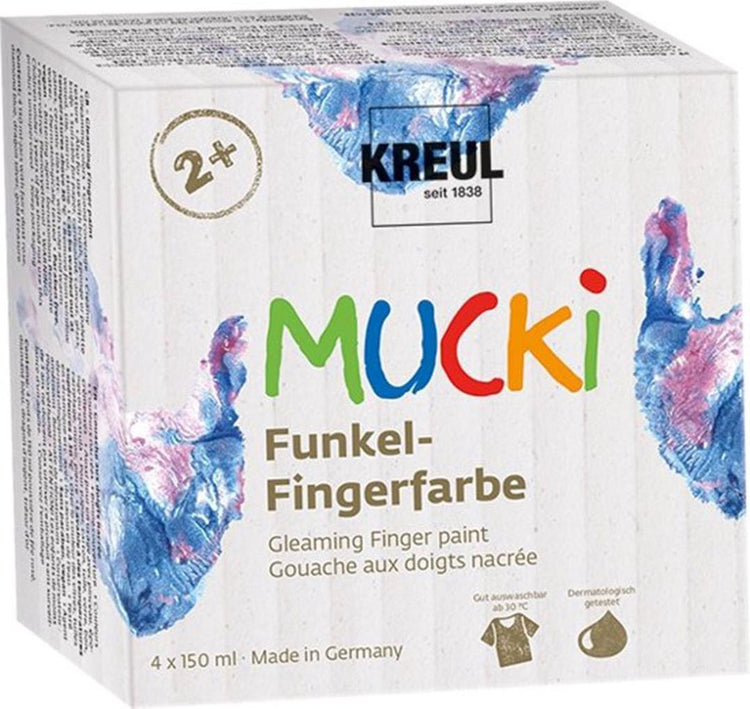 Kreativfirma Mucki Fingerfarbe Metallic Blue Gold Pink Silber, 4st.