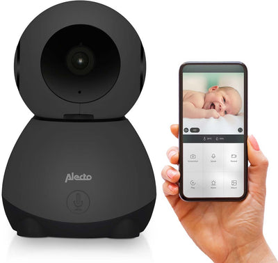 Alecto WiFi-Babyphone mit Kamera und App – Full HD – aus der Ferne beweglich – Benachrichtigung über Bewegung und Ton – smartbaby10bk – Schwarz
