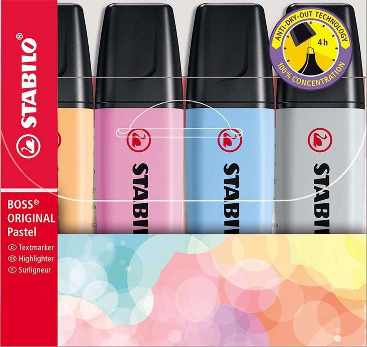 Stabilo Boss Original Pastell – Textmarker – Set mit 4 Stück