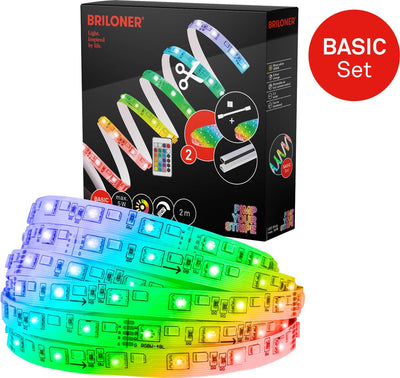 Briloner Pimp Your Strip Starterset LED-Streifen 2m, RGB+W, Fernbedienung