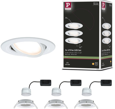 Paulmann LED Einbauleuchte Nova Coin 3er Set schwenkbar rund 84 mm 50° Coin 3x6W 3x470lm 230V 2700K weiß matt