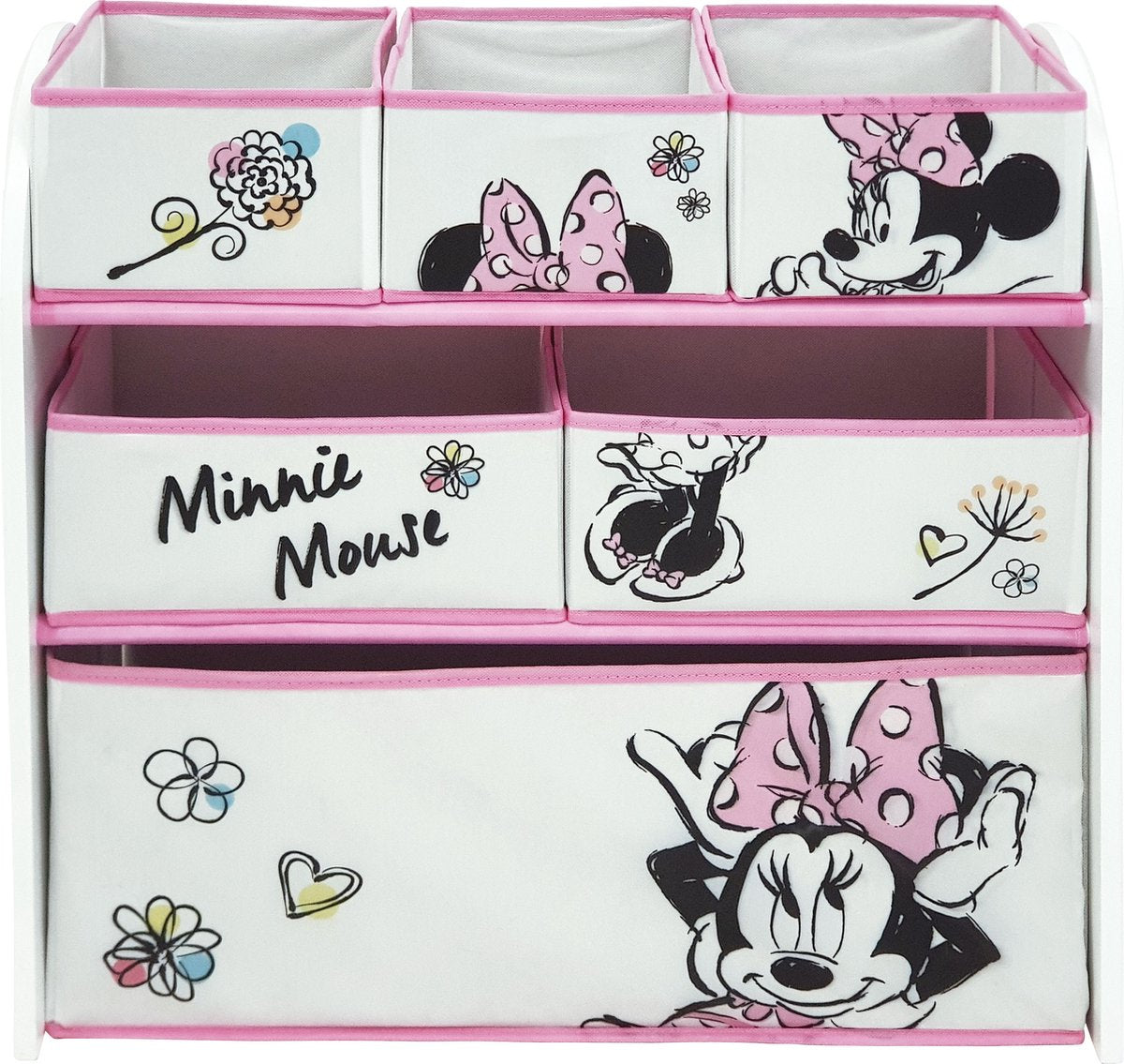 Arditex Lagerregal Minnie Mouse 62 x 30 cm Holz weiß rosa 7-teilig