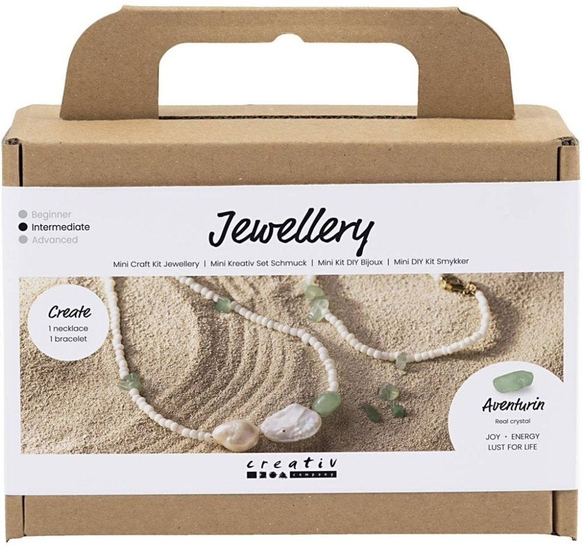 Creativ Company Mini-Hobby-Set Schmuck, Aventurin-Halskette und Armband, 1 Box