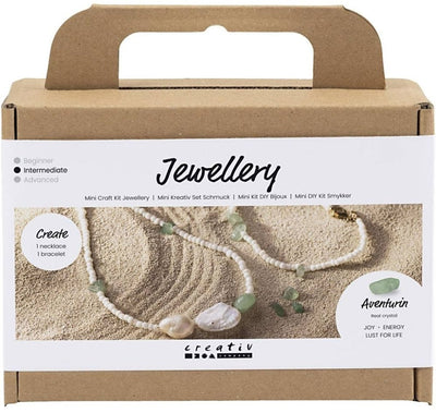 Creativ Company Mini-Hobby-Set Schmuck, Aventurin-Halskette und Armband, 1 Box