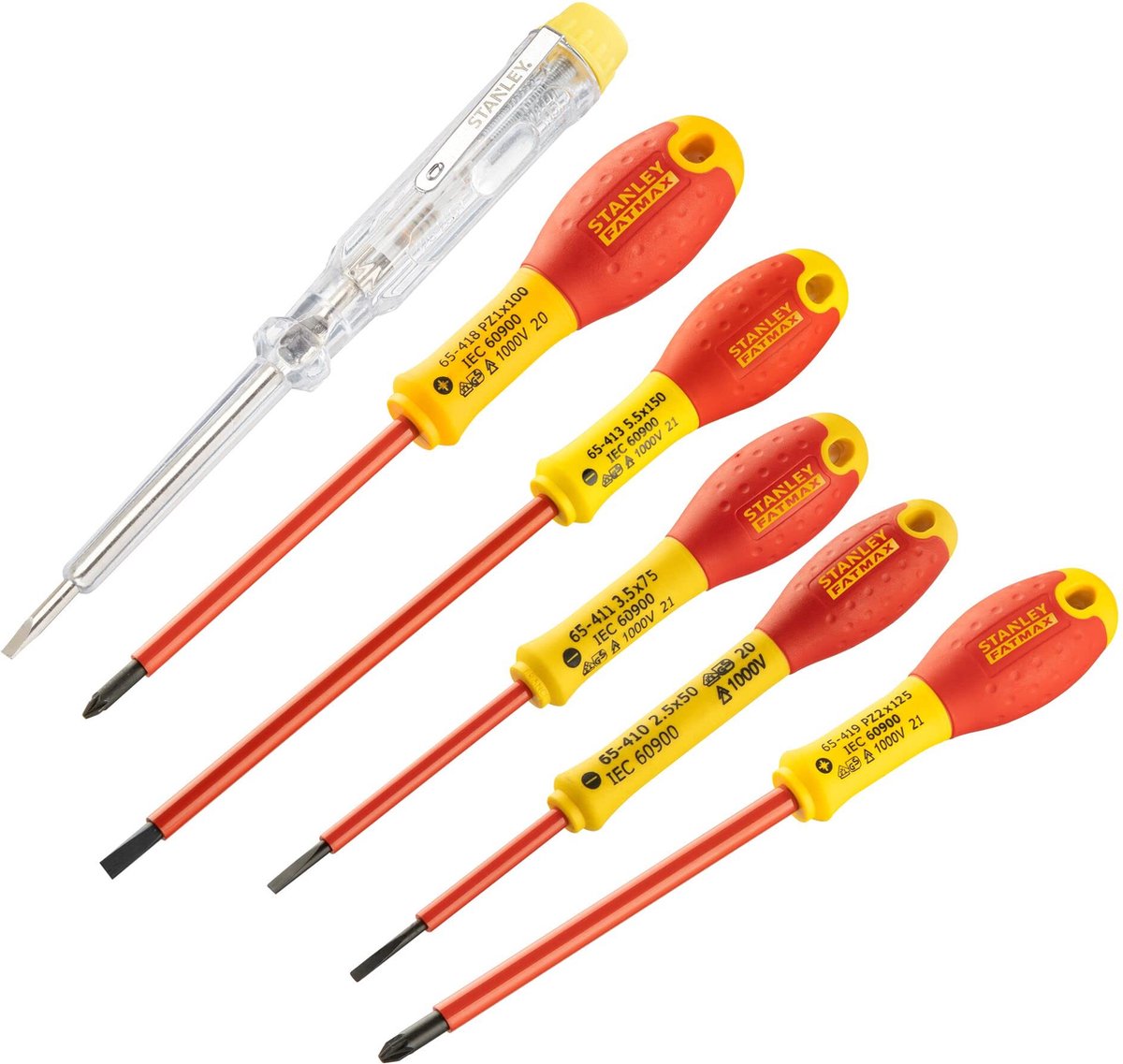 Stanley Handwerkzeuge 6-teiliges Fatmax-Schraubendreher-Set VDE PZ Parallel Pozidriv – 0-65-443