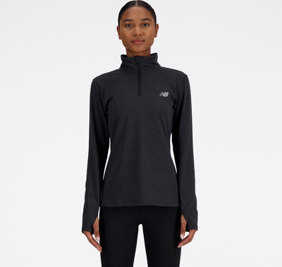 New Balance Sport Essentials Space Dye 1 4 Damen-Sportpullover – Schwarz