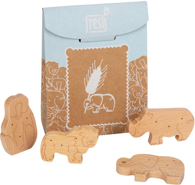 Kleine Fußholz -Playetts Tiere Cracker, 8dlg.