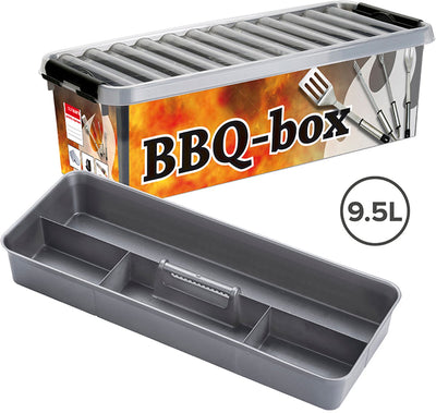 Sunware Q-Line Grillbox 9,5 l – Grill-Aufbewahrungsbox mit Einsatz mit Fächern