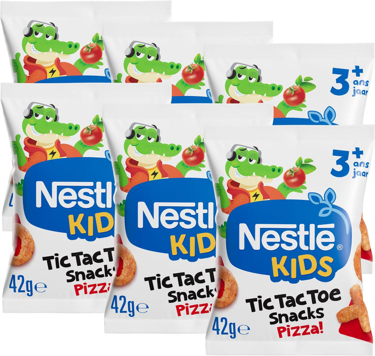 Nestlé Kids Tic Tac Toe Snacks Pizza – Snack für Kleinkinder – 3+ Jahre – 6 x 42 g