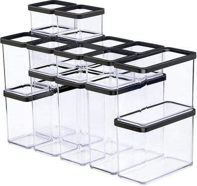 Rotho Loft – Set Premium-Aufbewahrungsbehälter 19-teilig – luftdicht – spülmaschinenfest – Schwarz