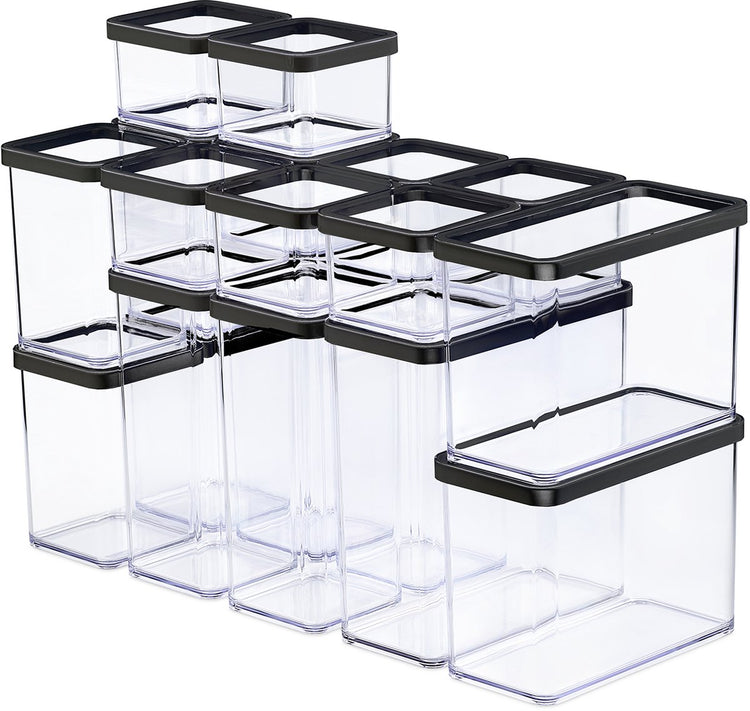 Rotho Loft – Set Premium-Aufbewahrungsbehälter 19-teilig – luftdicht – spülmaschinenfest – Schwarz