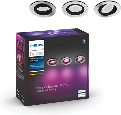 Philips Hue Centura Einbaustrahler – weißes und farbiges Licht – 3er-Pack – Aluminium – rund – GU10