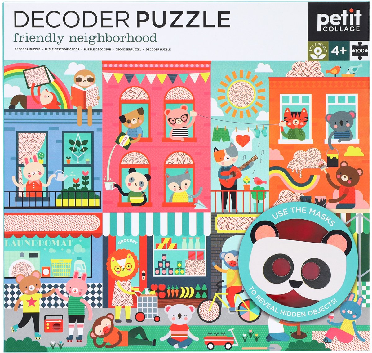 Petit Collage Puzzle Decoder freundliche Nachbarschaft – Lernspielzeug.
