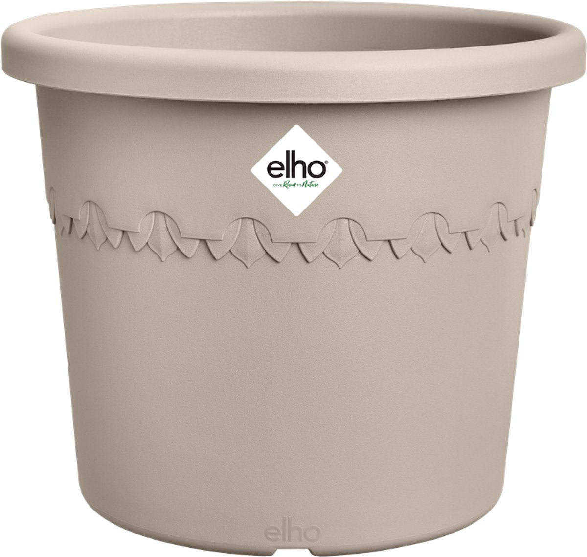 Elho Algarve Cilindro 58 – Blumentopf für den Außenbereich – 100 % recycelter Kunststoff – ø 58 x H 29 cm – Pilzbeige