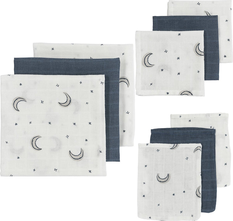 Meyco Baby Moon Starter-Set – 9er-Pack – hydrophil – Indigo