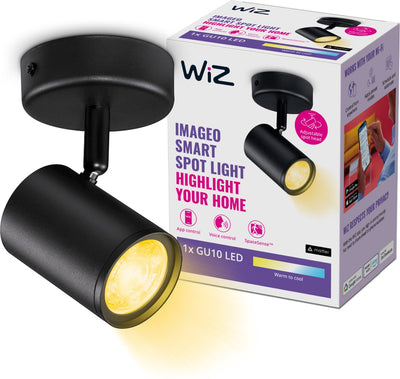Wiz Deckenleuchte Imageo – Aufbaustrahler – 1 Strahler – warmes bis kühles weißes Licht – intelligente LED-Beleuchtung – Gu10-Fassung – 1x 5 W – Schwarz – WLAN