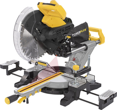 Powerplus elektrische Gehrungssäge powx075751db – 2000 W Teleskopsäge, ø305 mm – gerade Gehrung, zweiseitig, Laser – mit 2 Zubehörteilen.