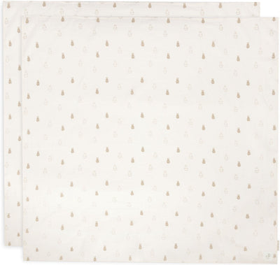 Jollein x Miffy – hydrophiles Tuch groß 115 x 115 cm – Wickeltuch, Spucktücher, Babytücher – weiche Baumwolle – Happy Miffy – Nougat – 2 Stück