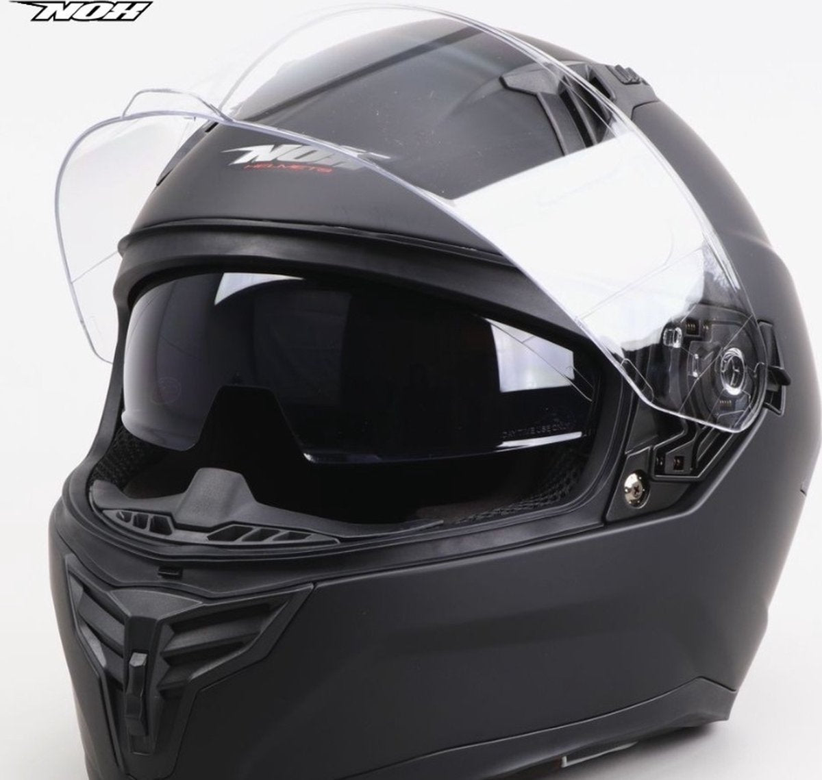 Nox Integralhelm mit integrierter getönter Sonnenblende – mattschwarz – ECE 22.06 – Größe XL = 60 bis 61 cm Kopfumfang