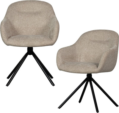Woood Grant-Jaki Esszimmerstühle – Chenille – Sand – 2er-Set
