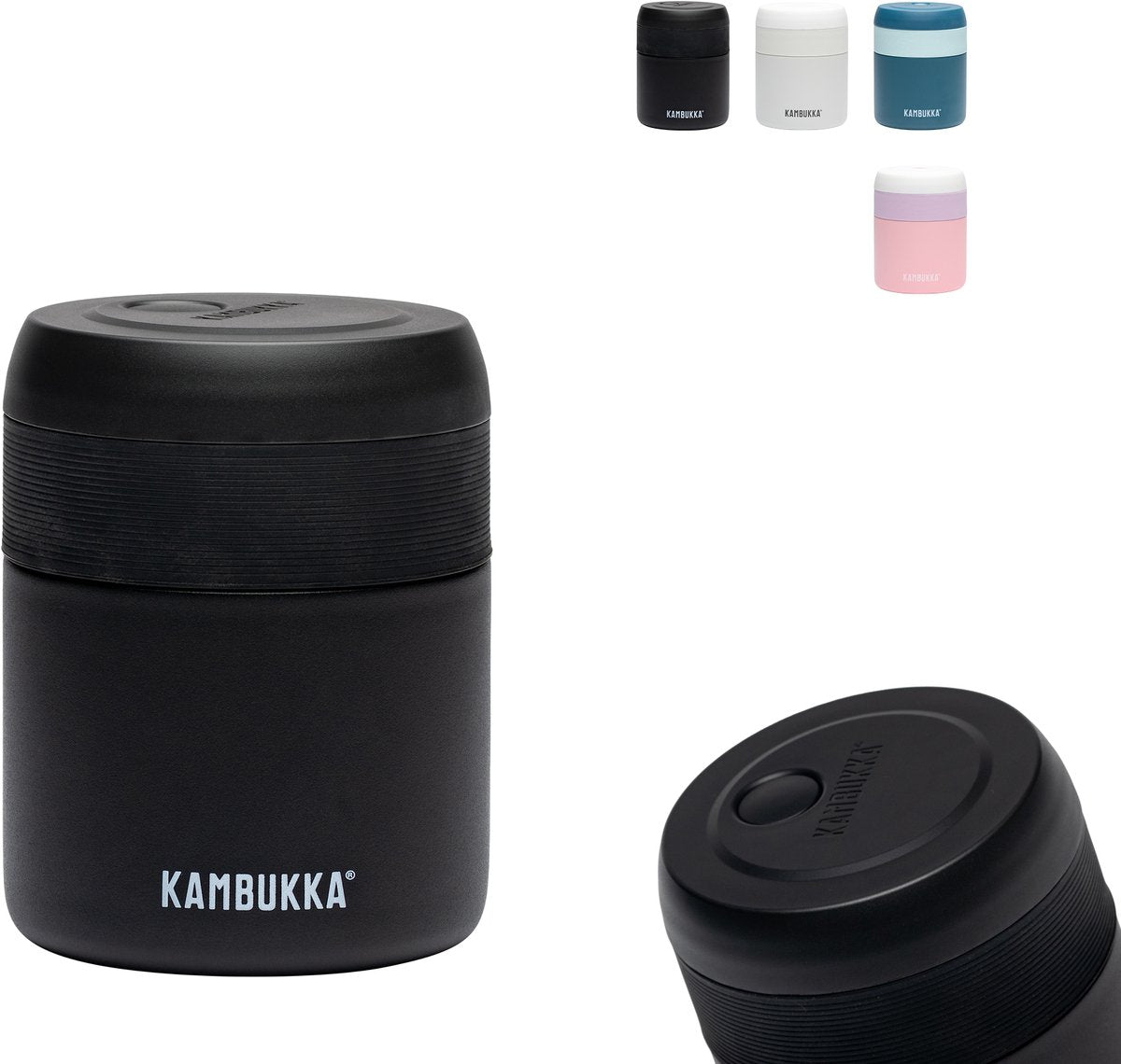Kambukka Bora – Lunchbox – 600 ml – Lebensmittelbehälter hält 9 Stunden warm, 100 % auslaufsicher – mattschwarz