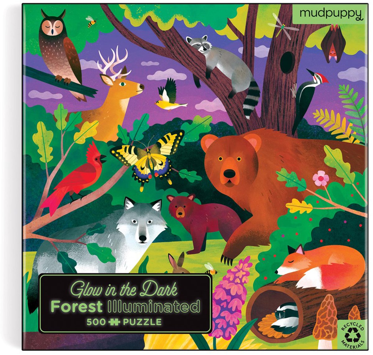 Mudpuppy Glow in the Dark Puzzle – Lichter im Wald – 51 x 51 cm – 500 Teile – 8 Jahre