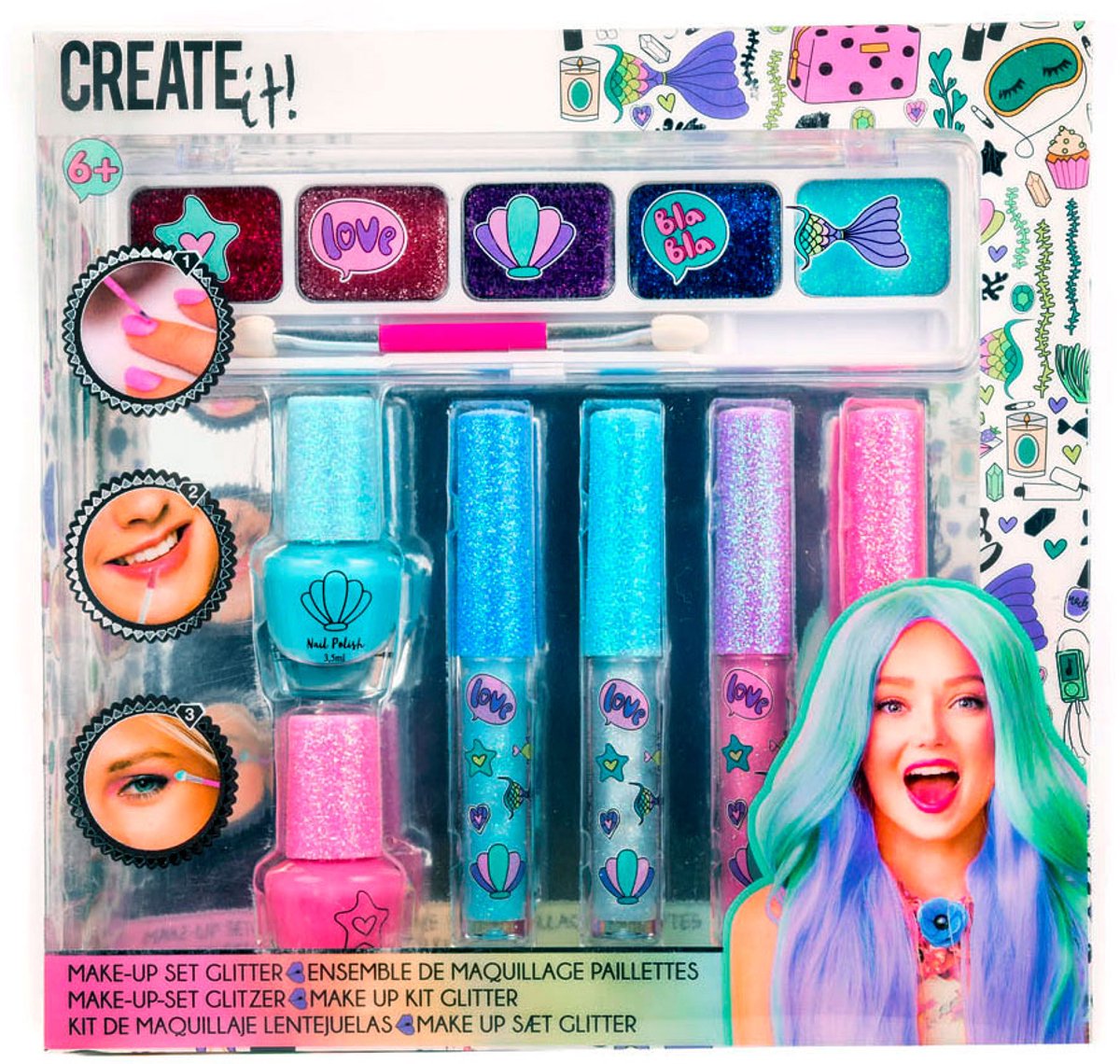 Erstelle es! Beauty Make-up Set Glitzer, 7-tlg.