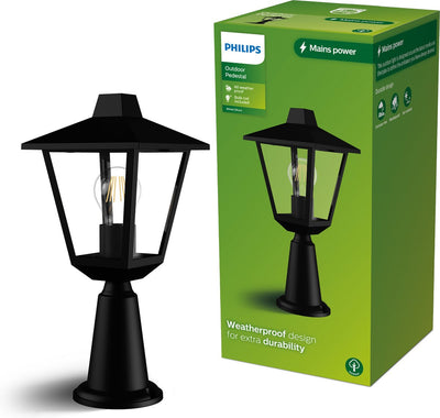 Philips LED Philips Kinno Sockelleuchte – Außenleuchte – Schwarz – E27-Fassung – maximal 25 W – wetterfest; IP44