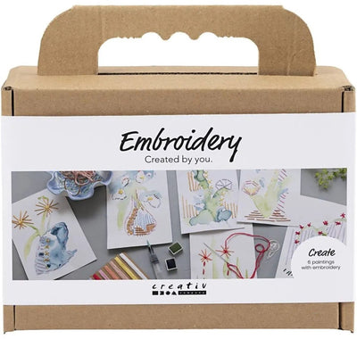 Creativ Company Mini-Hobby-Set Sticken, Gemälde mit Stickerei, verschiedene Farben, 1 Box