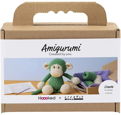 Creativ Company Hobby-Set Amigurumi, Affe, grün, gebrochenes Weiß, 1 Box